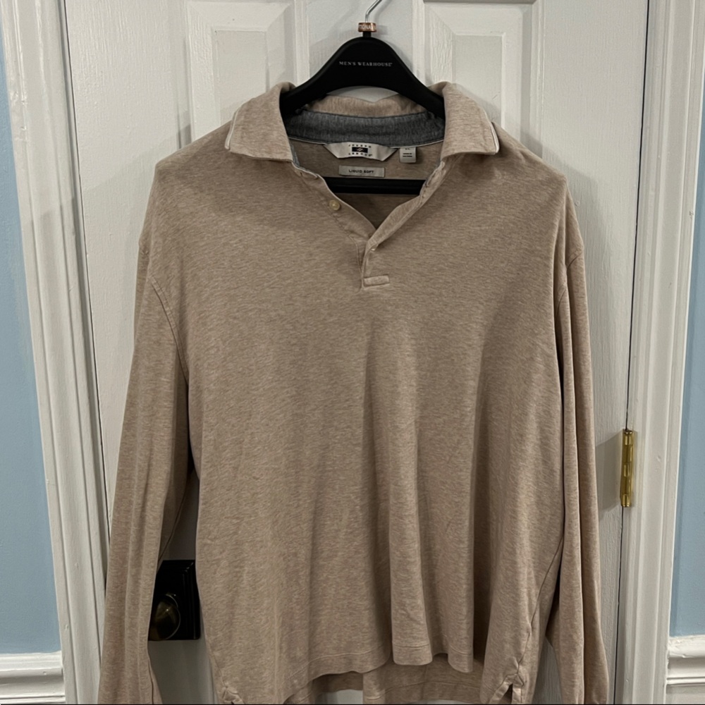 Joseph Abboud Beige Long Sleeve Polo Shirt